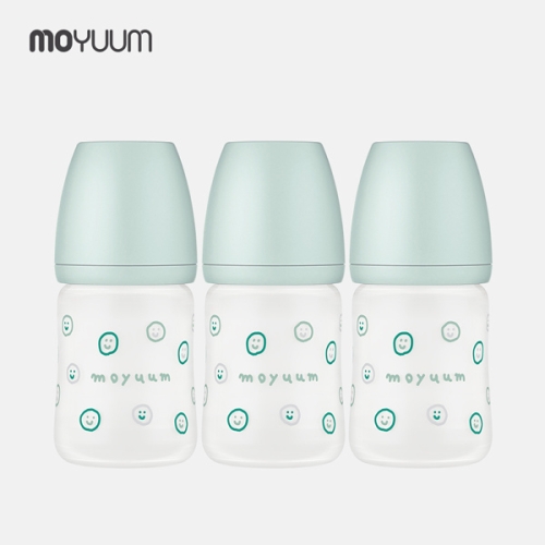 모윰 실리콘 코팅 해피모어 에디션 유리 젖병 150ml (노꼭지) (3개)