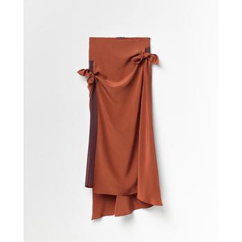 비스코스 스페라 리본 미디 랩 스커트 / 56215103278 NARANJA