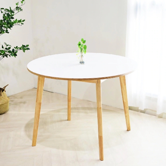 일루일루 포포 쿠션 원형 HPL 라미네이트 원목 식탁 1000 (의자4개)_이미지