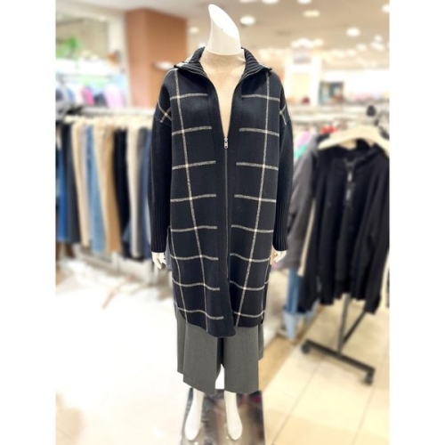 트리아나 소고 세이브존01 하이넥 니트카라 울혼방 집업 코트 TH4HA211