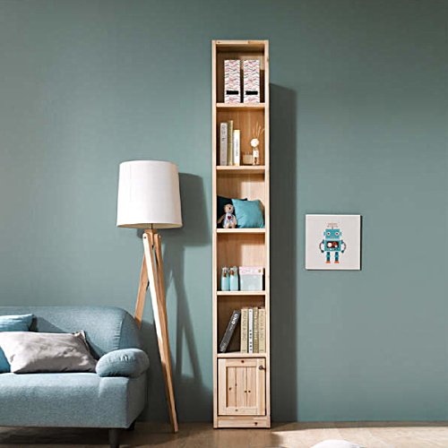 나무뜰 네시스 수 삼나무 원목 도어형 6단 책장 350_이미지