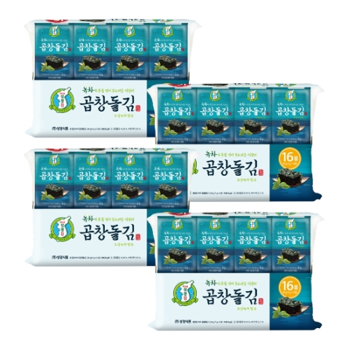 성경식품 지도표성경김 녹차 곱창돌김 4g 16봉 4개 총64봉_이미지