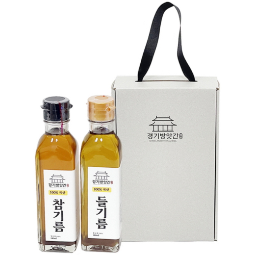 경기방앗간 국산 참기름 들기름 180ml 2입 세트[1개]