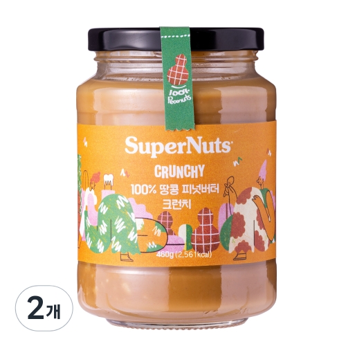 슈퍼너츠 100% 땅콩 피넛버터 크런치 460g (2개)