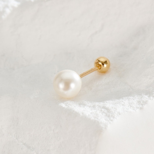 비앤비골드 14K 심플 베이직 진주 피어싱 5mm 한쪽 JAE40456