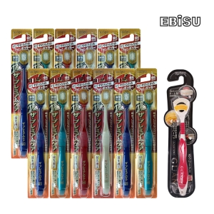 에비스 칫솔 더프리미엄케어 7열 12개 + 글란츠 혀클리너 1개_이미지