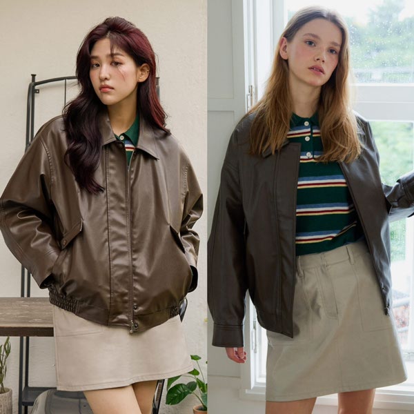 보끄레머천다이징 올리브데올리브 에코 레더 블루종 점퍼 OL4WM9040