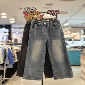 신디키즈 여아꾸안꾸겨울신상사방스판 데일리 겨울청바지핏이 예쁜 베이직 기모 와이드 데님팬츠CITJ24W1Z_이미지
