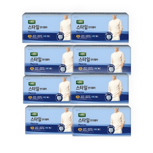 디펜드 스타일 언더웨어 파워 남성용 대형 16개 (8팩(128개))_이미지