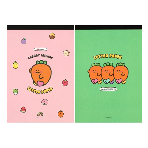 당근친구들 패드편지지 2종 세트 5000 Orange green 1세트
