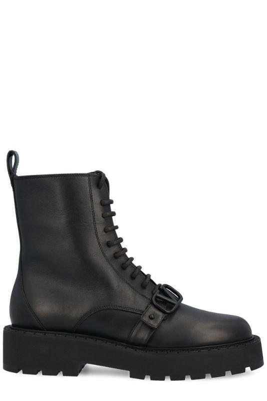 발렌티노 VLogo 플라크 레이스업 컴뱃 부츠 5W0S0KT9EQC_이미지