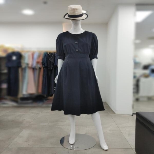  SI 세이브존04 라운드 원턱 버튼업 원피스 O2195470BK S15949079
