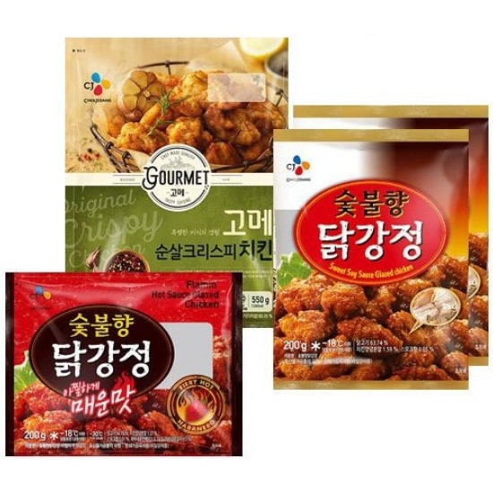 CJ제일제당 고메 순살크리스피 치킨 550g+숯불향닭강정 200g x 2개+숯불향 닭강정 매운맛 200g (1개)_이미지