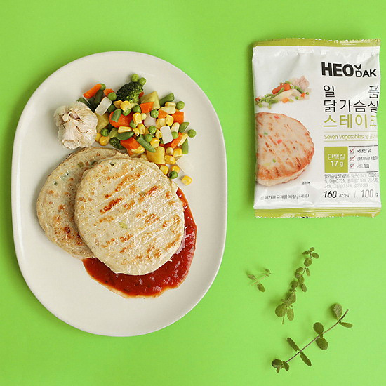 허닭 일품 닭가슴살 스테이크 일곱야채 100g (10개)