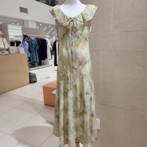 사틴 민소매 플라워 원피스 S252K662_이미지