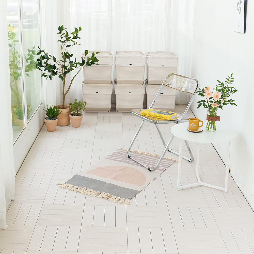 자취생활연구소 촘촘형 조립마루 데크타일 아이보리 (4장, 30cm x 30cm)