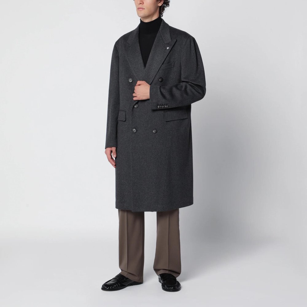  딸리아또레 ANTHRACITE 그레이 더블브레스티드 울 코트 C-LD10B010103-S3402 B0052263689