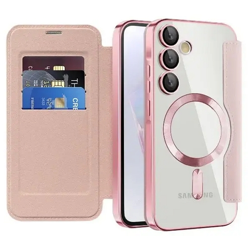 수나르 갤럭시A56 맥세이프 클리어백 가죽 플립커버 케이스