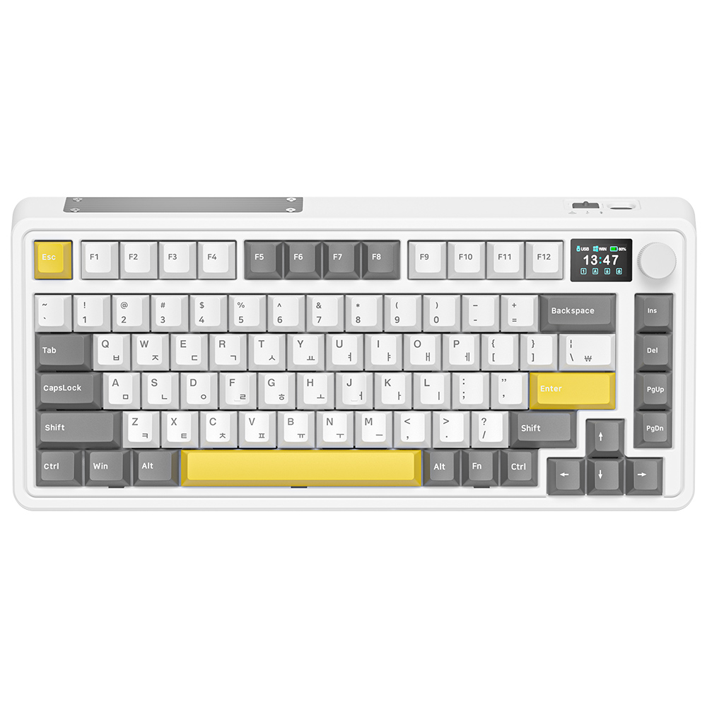 FL-ESPORTS CMK75 유무선 LCD 핫스왑 풀윤활 기계식 화이트 그레이 한글 (저소음 크림축)_이미지