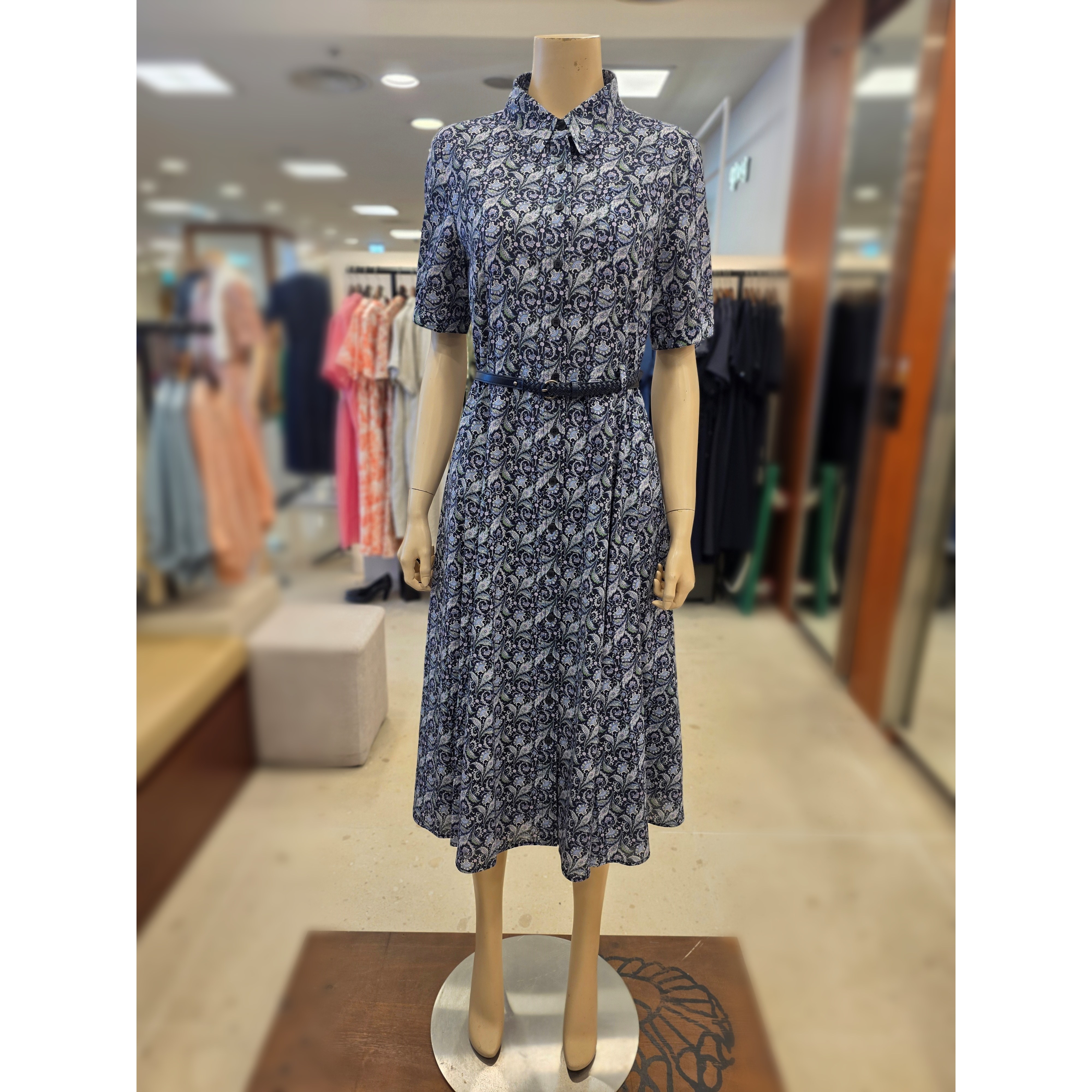  BCBG 세이브존01 허리 밴드 페이즐리 원피스 B6B4O632