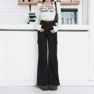 셀러허브 여성 아메리칸 치노팬츠 하이웨스트 플레어 데님 S33503474_이미지