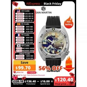 [�Ҹ�] SAN MARTIN-6105 ��Ʋ ���̹� ���� ������ �ð� ���� �߱� NH35 �ڵ� ���� ���� �ð� 20BAR