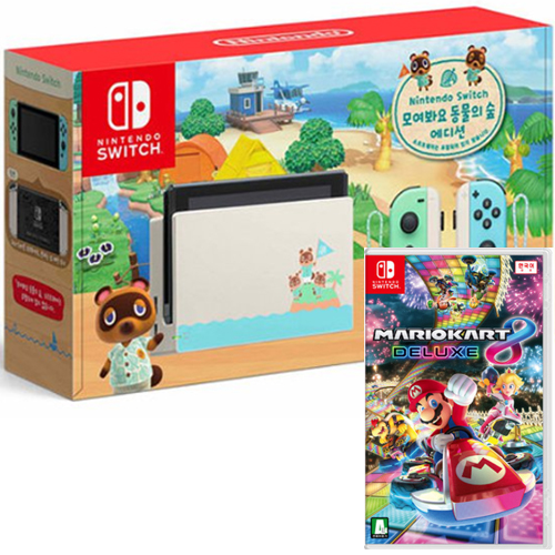 Nintendo 닌텐도 스위치 동물의 숲 에디션 4인용 게임 패키지 (마리오카트8 디럭스)
