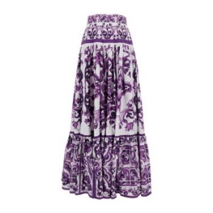 돌체앤가바나 플로럴 패턴 하이 웨이스트 티어드 맥시 스커트 F4CX0T HH5EWIP3TN