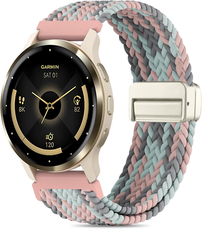 가민 18mm 마그네틱 땋은 나일론 밴드 Venu 3SVenu 2SVivoactive 4SVivomove 3SForrunner 255SForrunner 265S와 호환 G_이미지