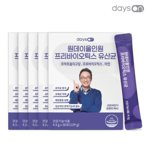 노바렉스 데이즈온 원데이 올인원 프리바이오틱스 유산균 30포 (5개)