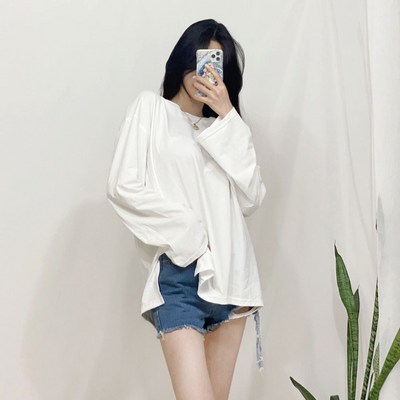 스키니어 fna130 포레버 옆트임 긴팔 박스티 블랙 fn130 FREE