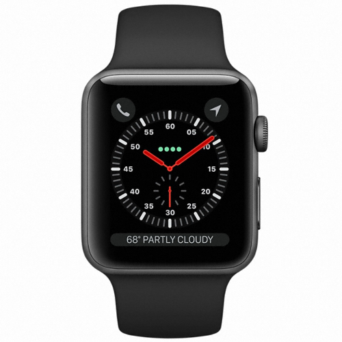 APPLE 워치 시리즈3 38mm Cellular 스페이스 그레이 알루미늄 (블랙 스포츠밴드)_이미지