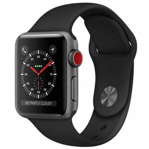 APPLE 워치 시리즈3 38mm Cellular 스페이스 그레이 알루미늄 (블랙 스포츠밴드)_이미지