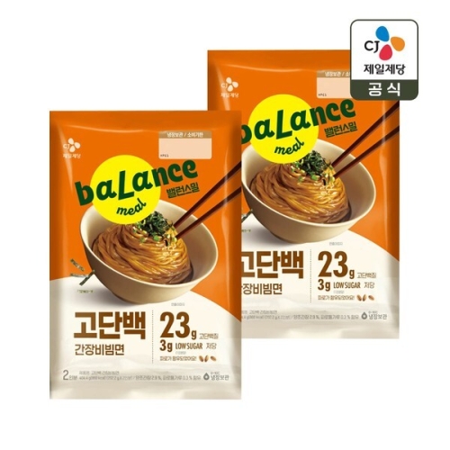 CJ제일제당 밸런스밀 고단백 간장 비빔면 404.4g (2개)_이미지