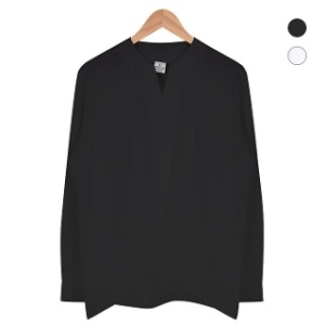 브이넥 반탁 블랙 셔츠 NWM006 Black