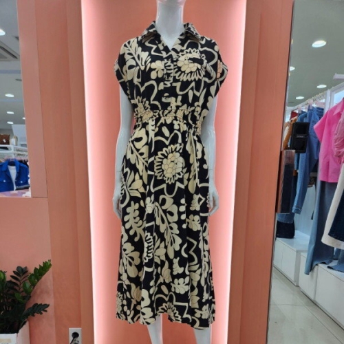 SOOS 브이넥 허리밴딩 원피스 S242BOP751