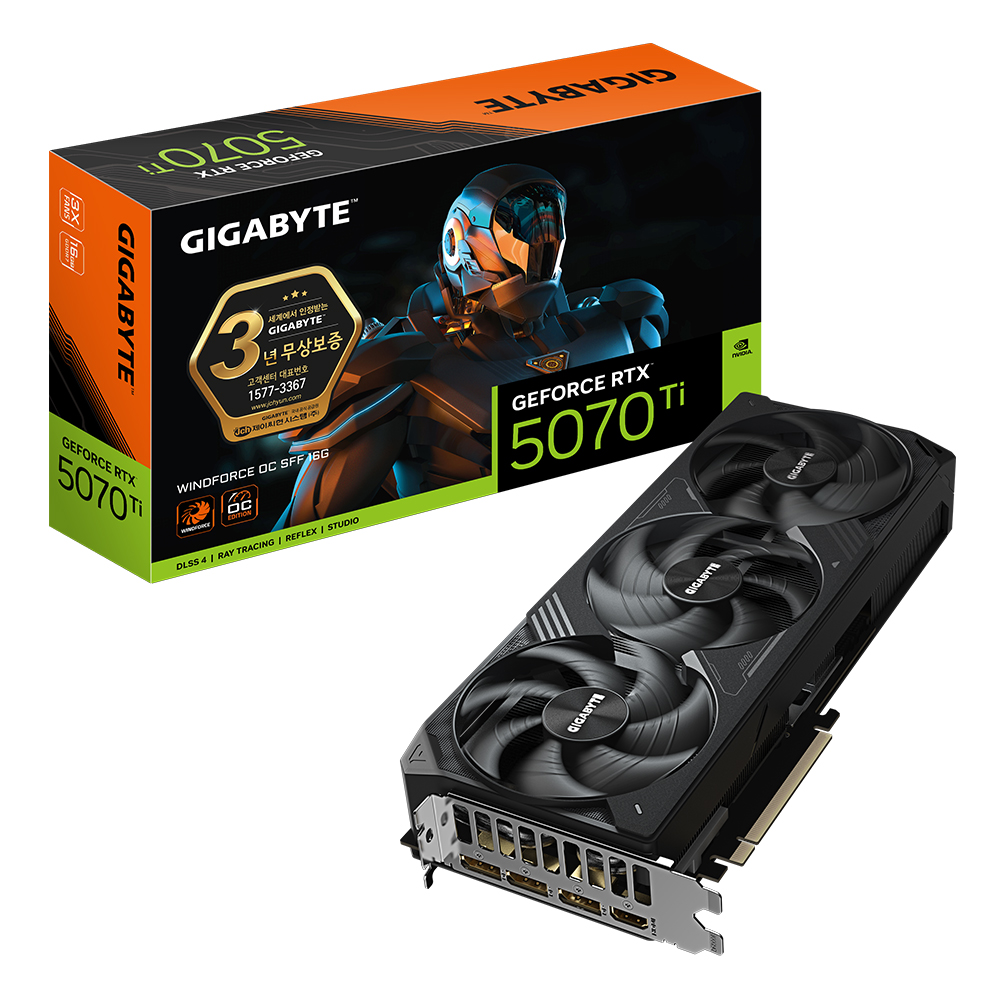 GIGABYTE ������ RTX 5070 Ti WINDFORCE OC SFF D7 16GB ���̾���