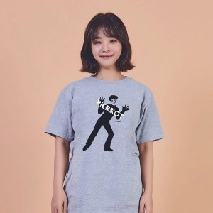 광대 삐에로 실루엣 그래픽 캐쥬얼 반팔티 W7E2C86