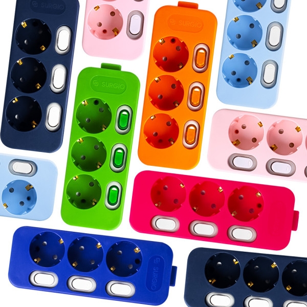 대현써지오 퍼스널탭 3구 개별스위치 컬러 멀티탭 (3m)_이미지