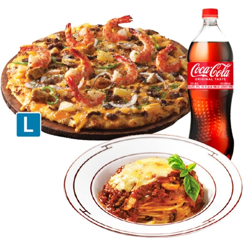 도미노피자 블랙타이거슈림프L+치볼+콜라1.25L_이미지