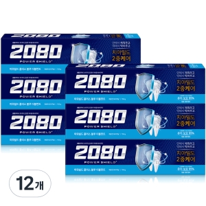 애경 2080 파워쉴드 블루 더블민트 치약 150g (12개)