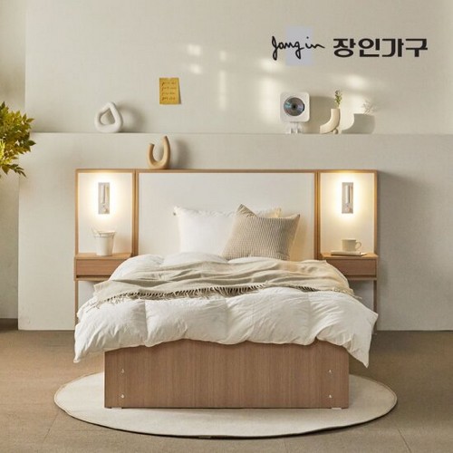 장인가구 밤비 호텔 통서랍 수납침대 SS+협탁 2개 (본넬스프링)