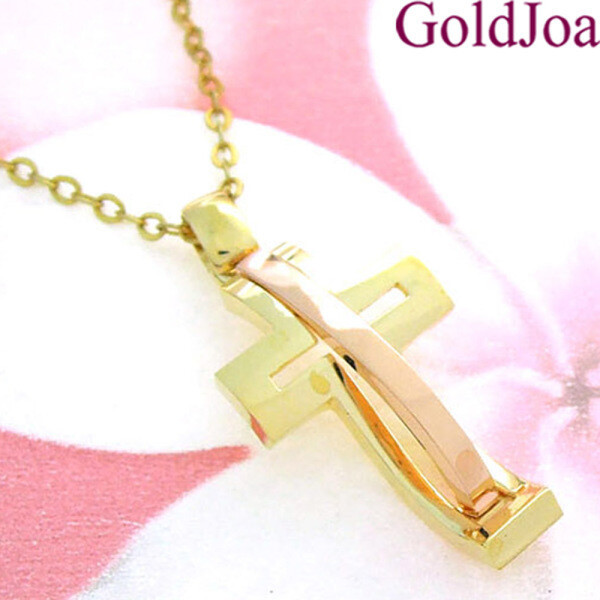 골드조아 남여공용 웅장한 굴곡 십자가 콤비 14k메달 s-ps1047-2p_이미지