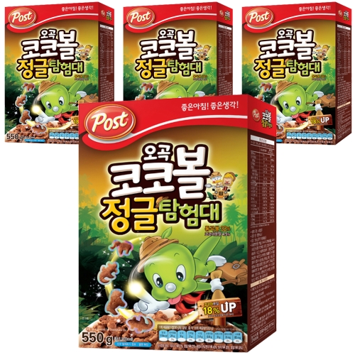 동서식품 포스트 오곡 코코볼 정글탐험대 시리얼 550g 4개_이미지
