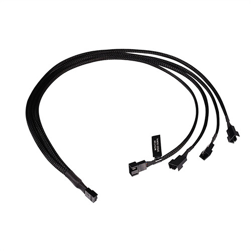 ALPHACOOL Y형 스플리터 4pin to 4x4pin PWM 케이블 (0.6m, 블랙)_이미지