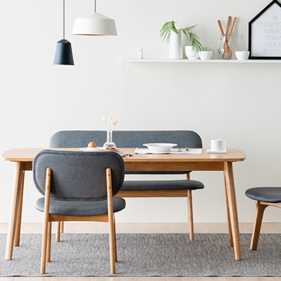 레이디가구 스칸딕 패밀리 원목 식탁 1400 (의자2개+벤치1개)_이미지