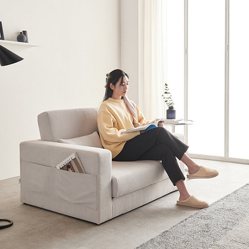 지베스 쿠우 접이식 아쿠아텍스 가죽 소파베드 2인용_이미지