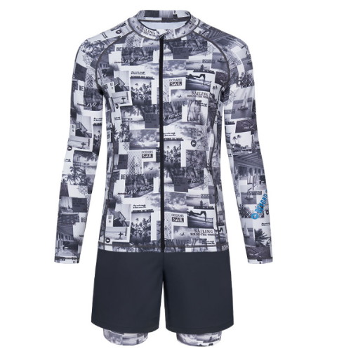 레노마 레노마수영복 남성 스냅 래쉬가드 세트 블랙 RN-MS2E523-BK_이미지