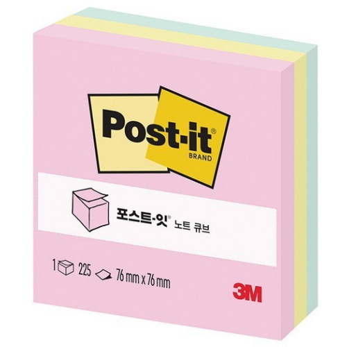 3M 포스트잇 노트 654 큐브 파스텔 3색 (2개)_이미지