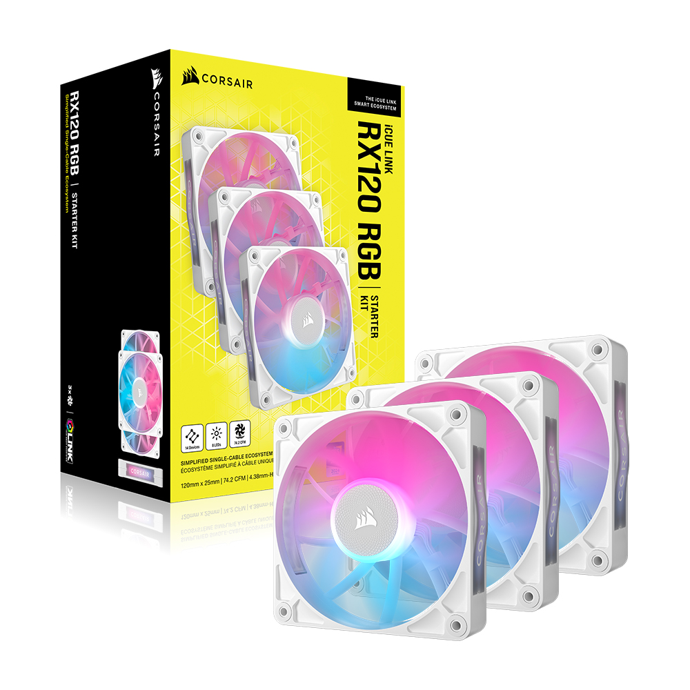 CORSAIR iCUE LINK RX120 RGB STARTER KIT (화이트)